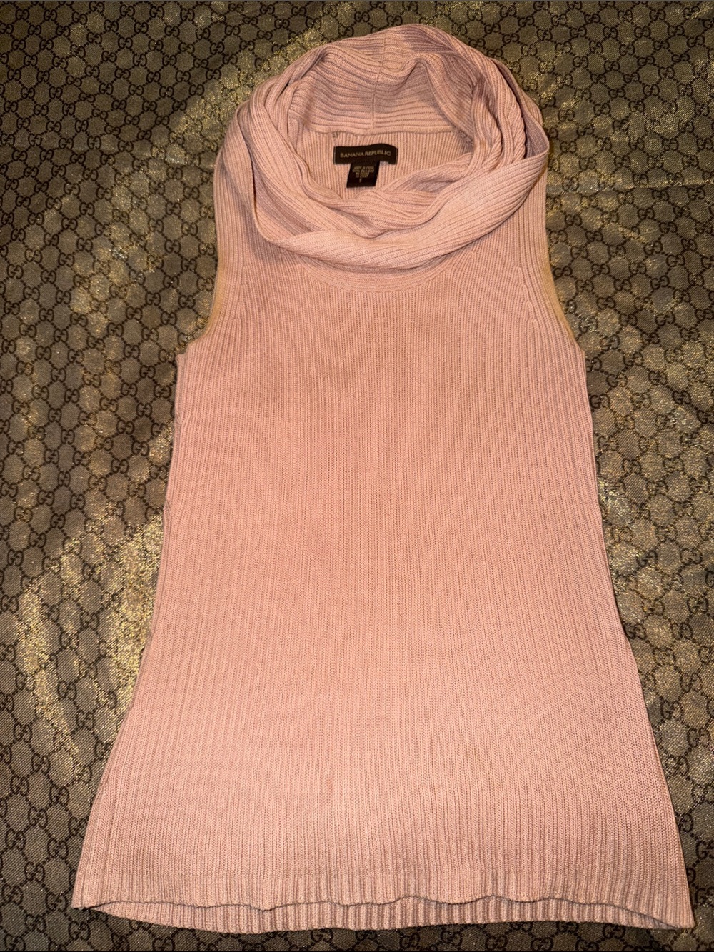 Banana Republic Ribbed Sleeveless Cowl Neck Sweater - Dusty Pink